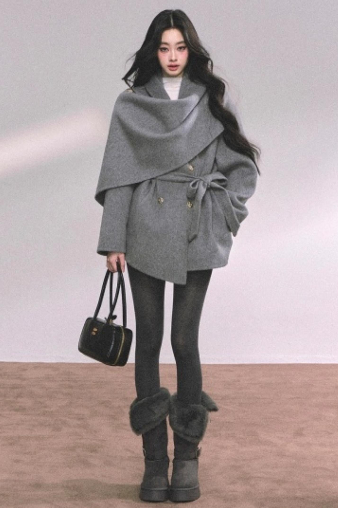 Winter Plaid Wool Coat