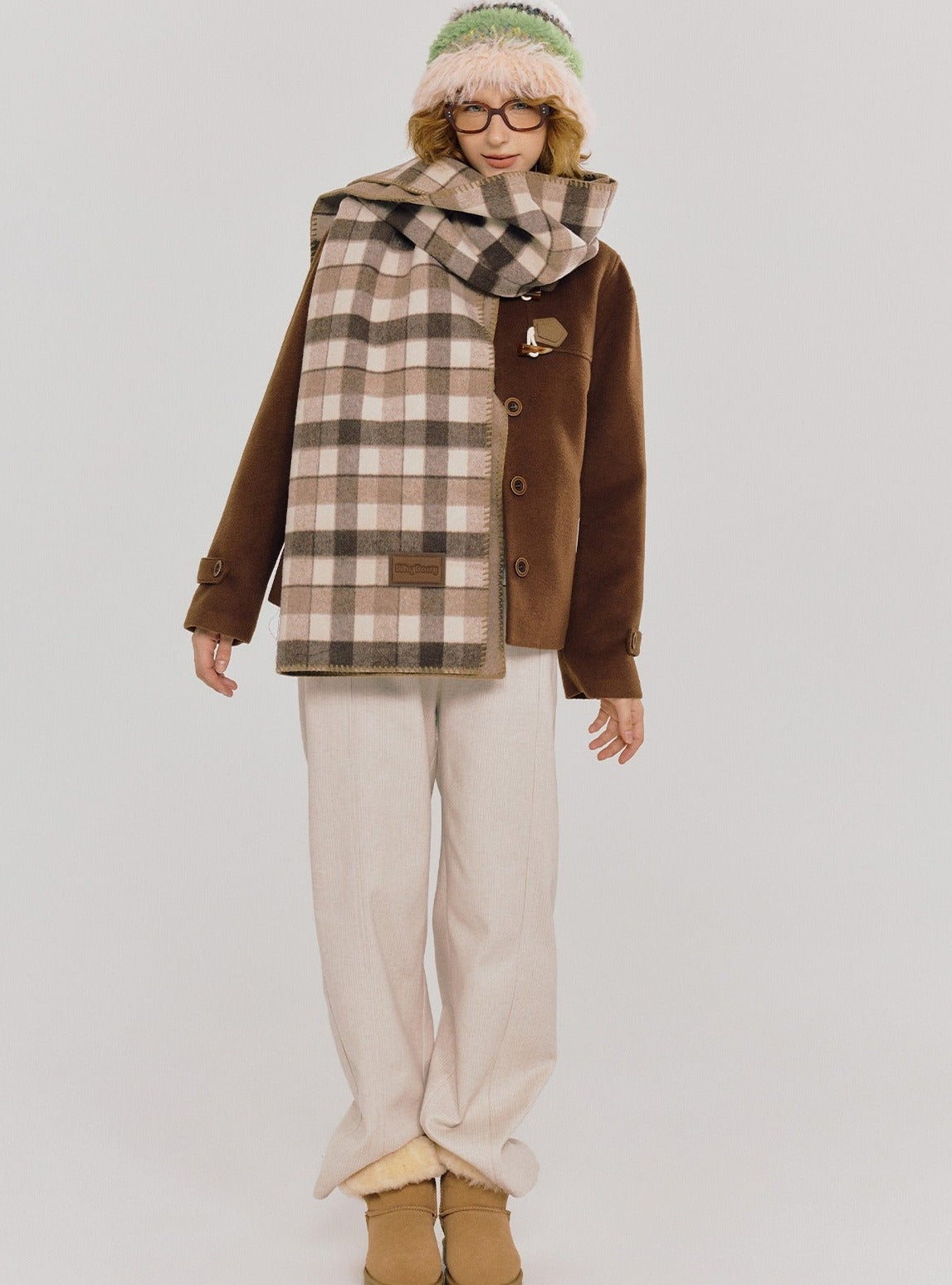 Woolen horn button Coat