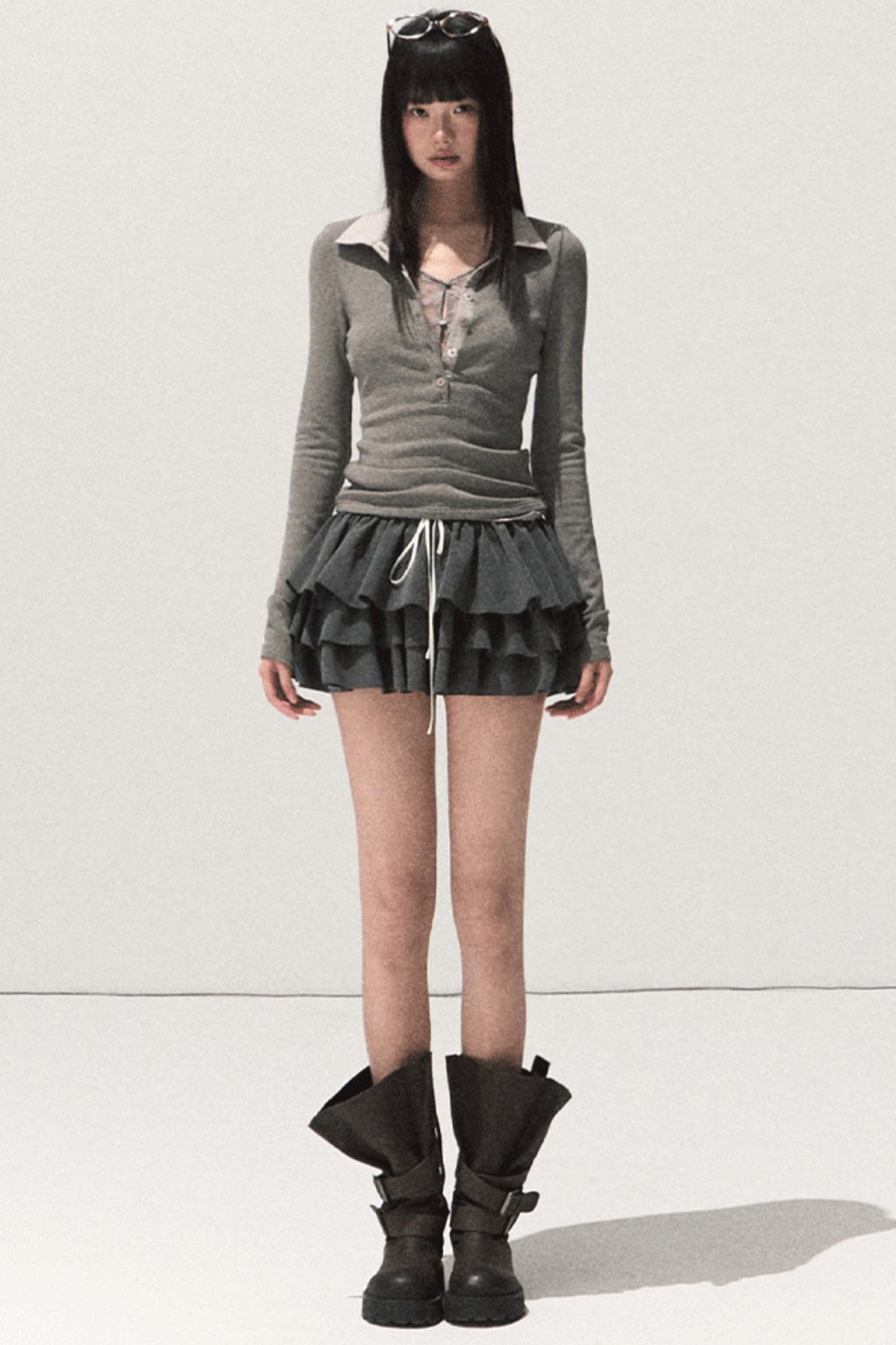 Shrine Plaid Woolen Cake A-Line Skirt