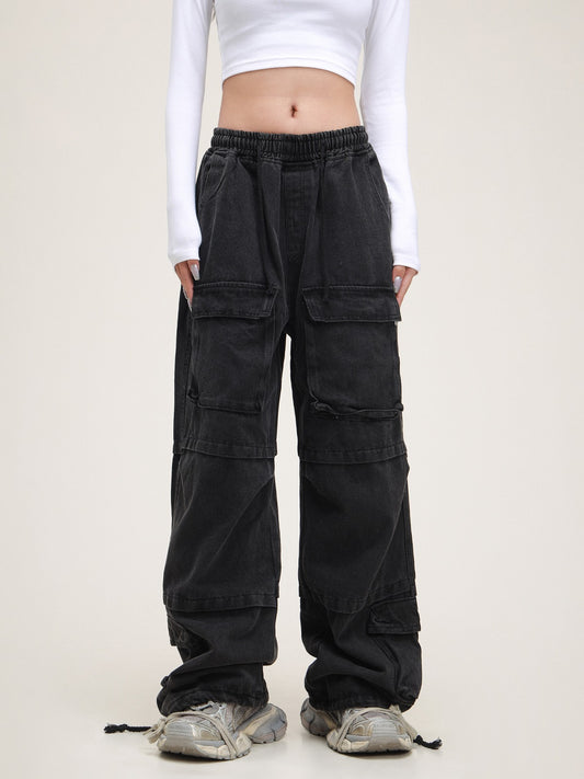 American Vintage Distressed Wash Black Cargo Pant