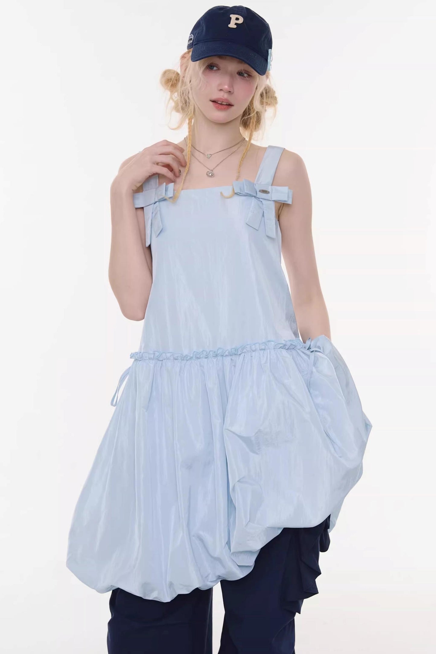 Summer Blue Bow-Tie Dress