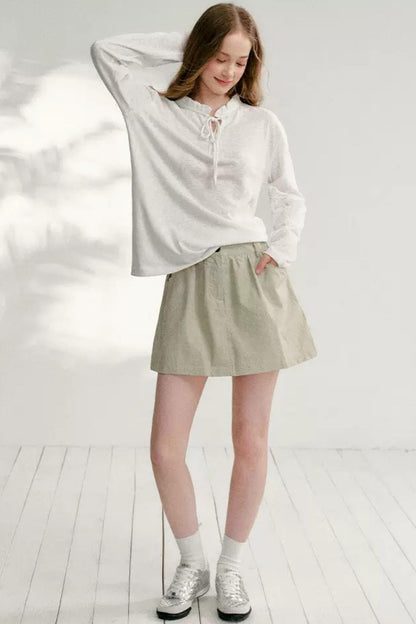 Hollow Floral Tie-Up Blouse