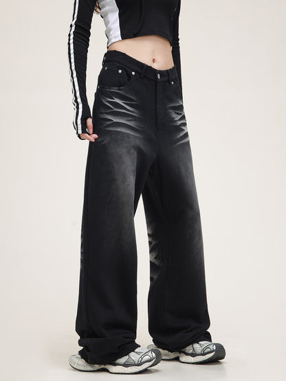 American retro imitation denim hip-hop sweatpants