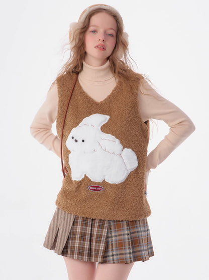 american retro rabbit sweater coat