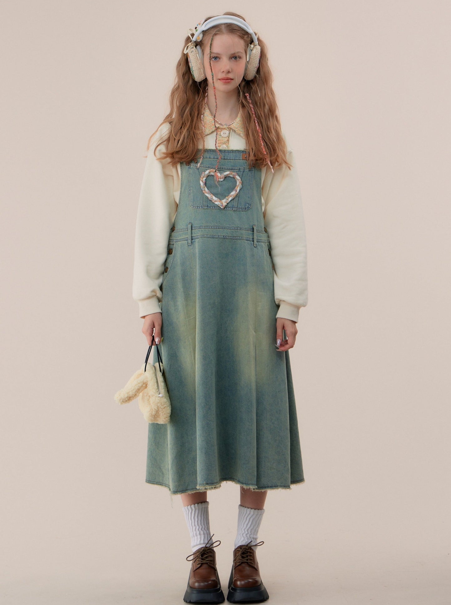 American retro three-dimensional denim dress