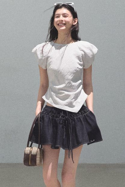 Embroidered Puffy A-Line Skirt