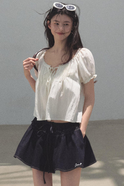 Embroidered Puffy A-Line Skirt