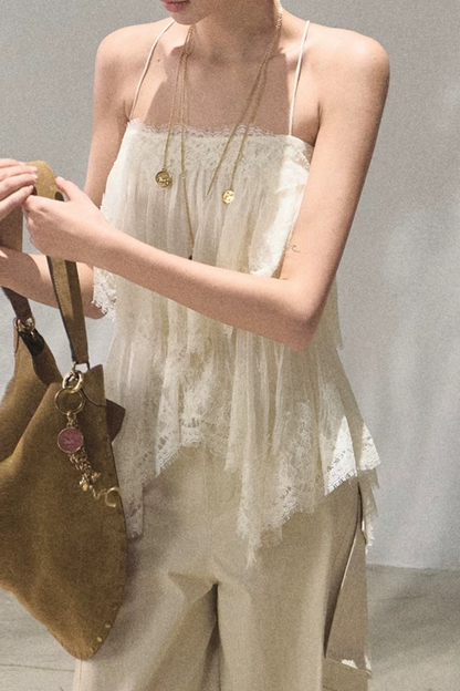 Heartbeat Lace Tiered Dress and Camisole Set