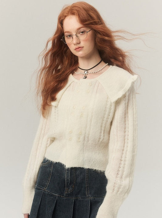 Cropped Mohair Sweater Knitted Tops