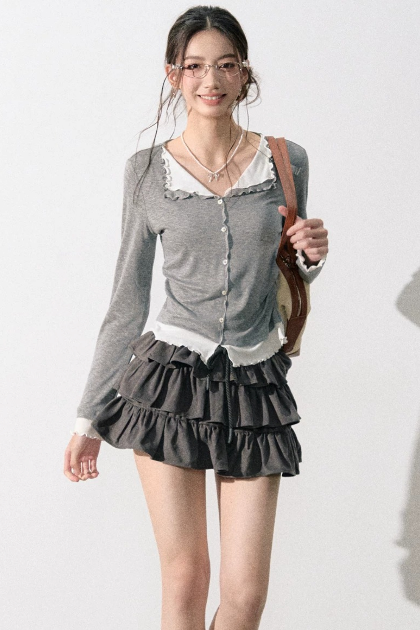 Miu-Style Collared Knit Sweater