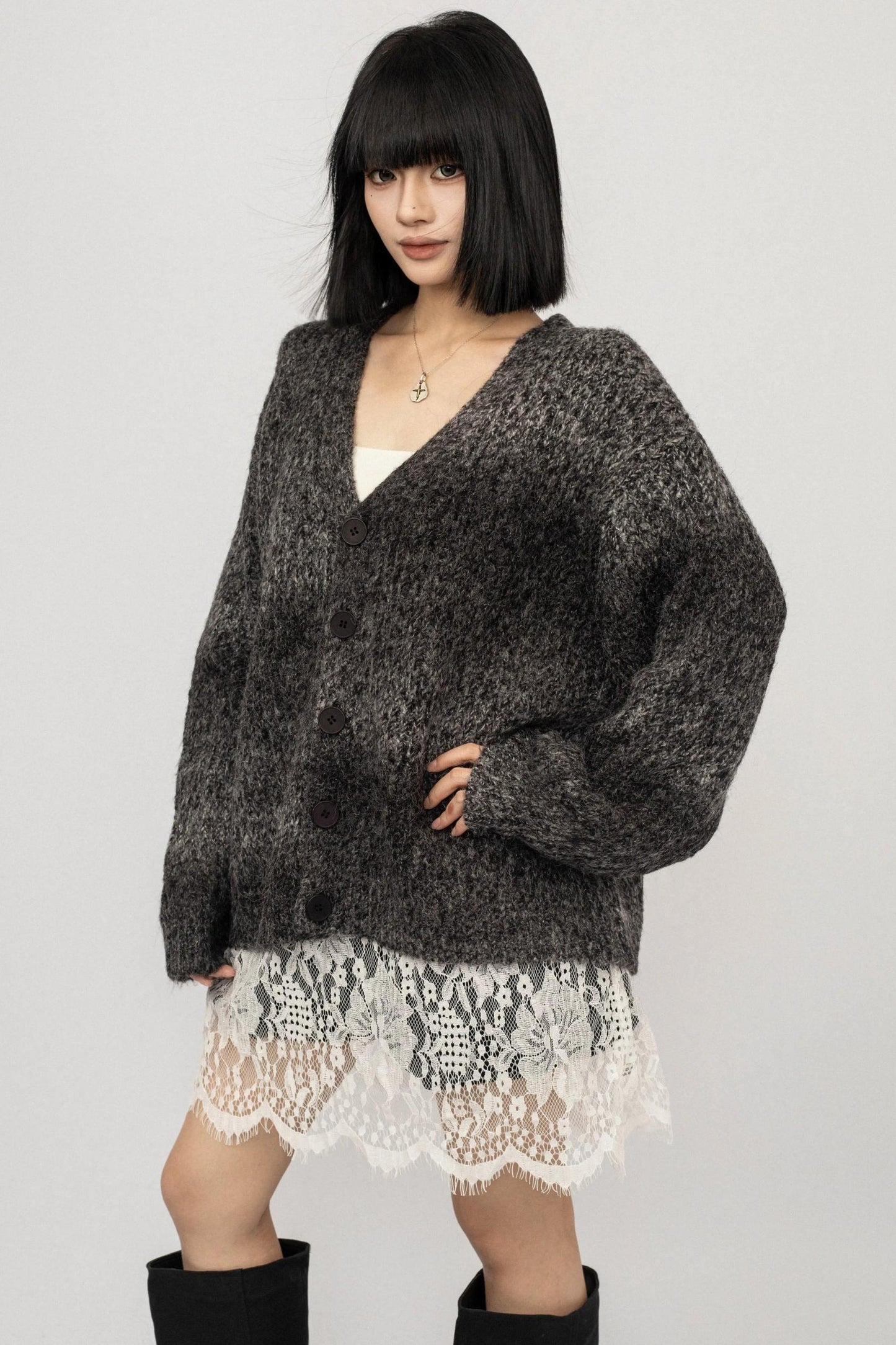 Gradient Loose Knit Cardigan