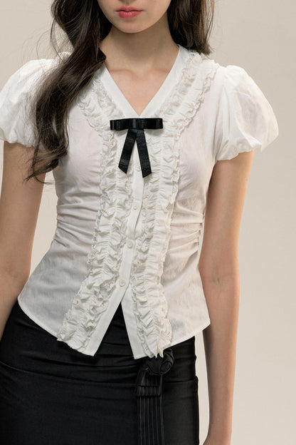 Lace Puff Sleeve Summer Top