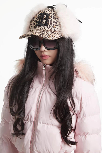 Plush Leopard Print Baseball Cap
