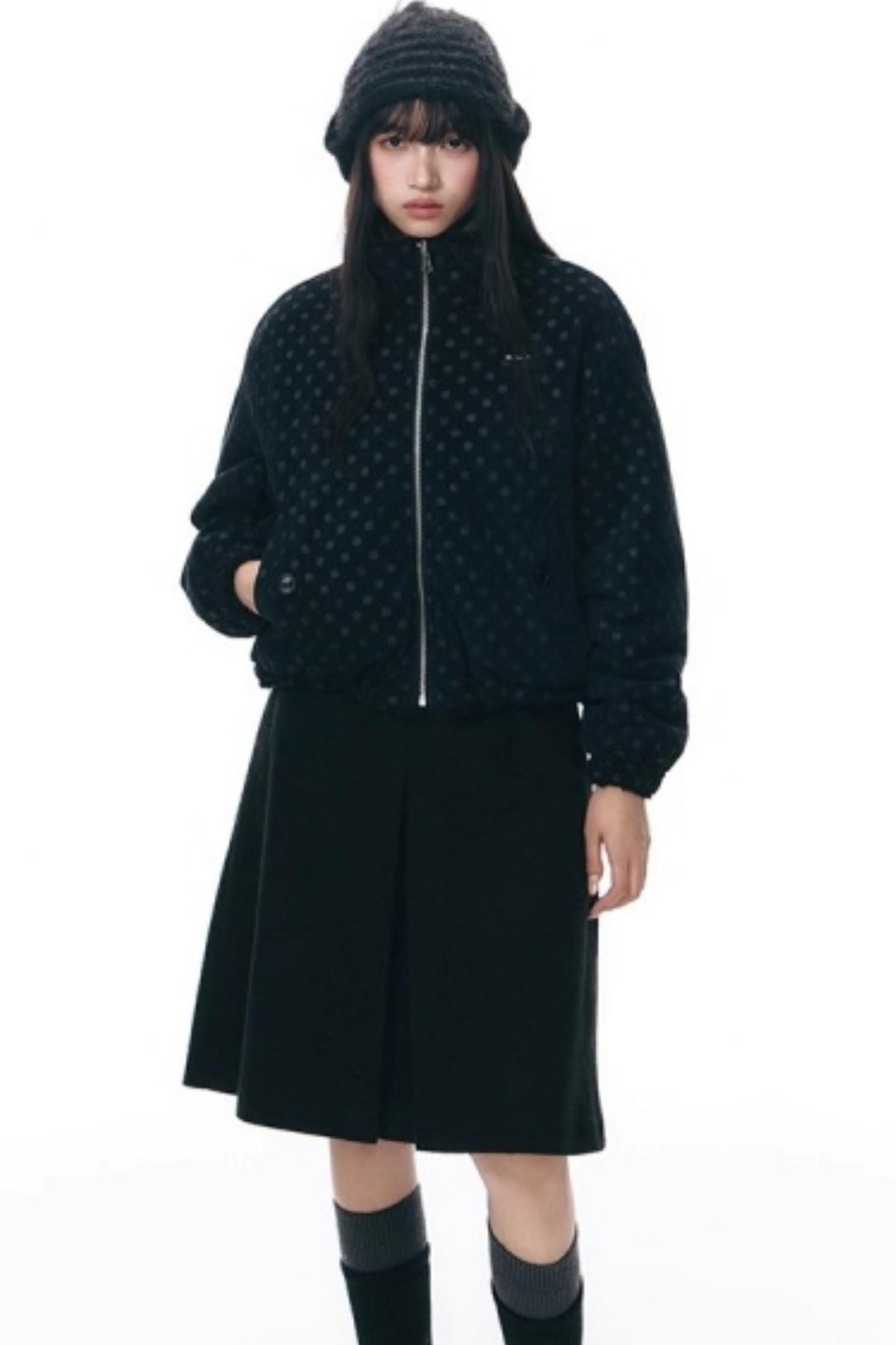 Polka Dot Woolen Reversible Jacket