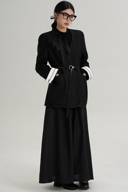 High-End Belted Long Sleeve Blazer