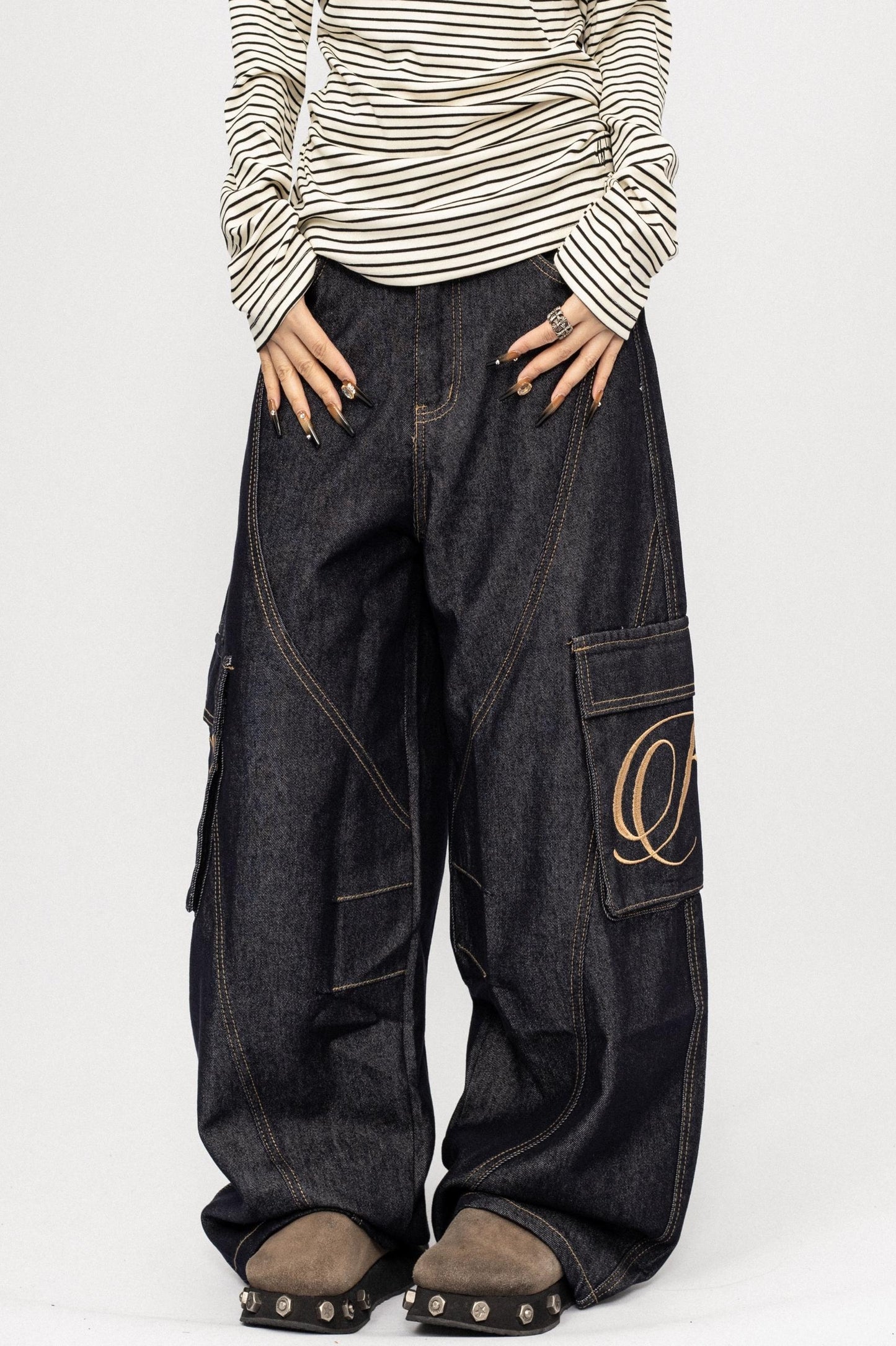 Autumn Winter Wide-leg Scimitar Pants