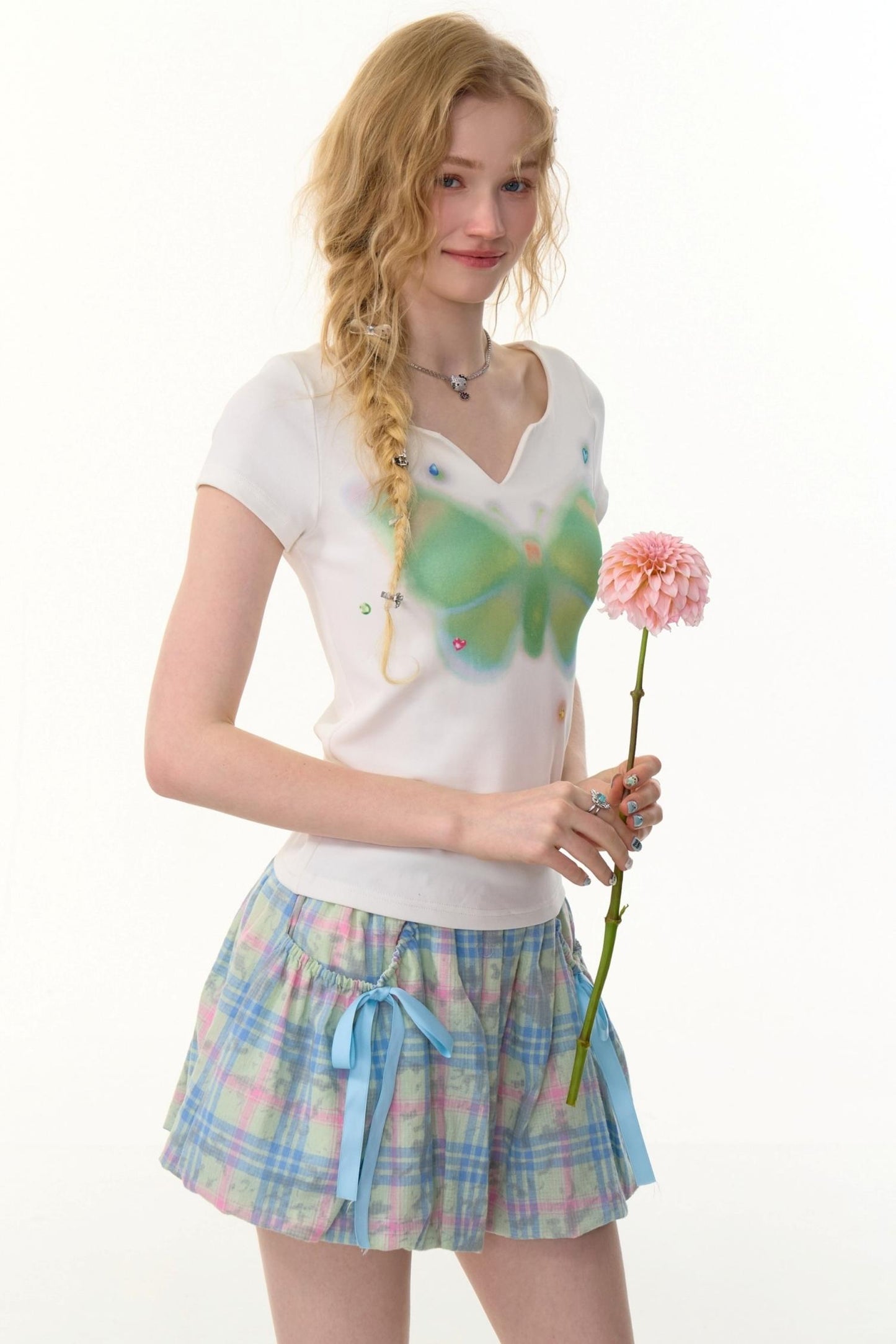 American Butterfly V-Neck T-Shirt