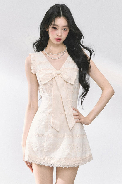 Summer Lace V-Neck Mini Dress