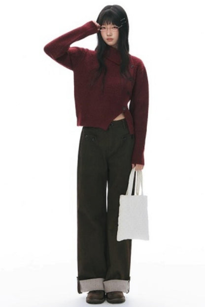 Asymmetrical Vintage Red Sweater