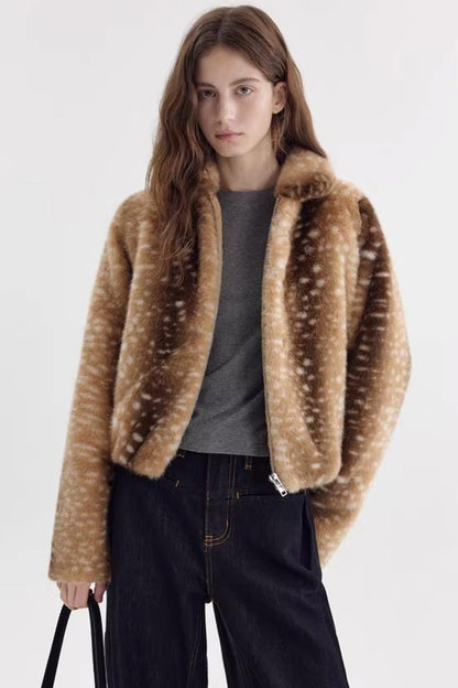 Caramel Brown Deer Pattern Coat