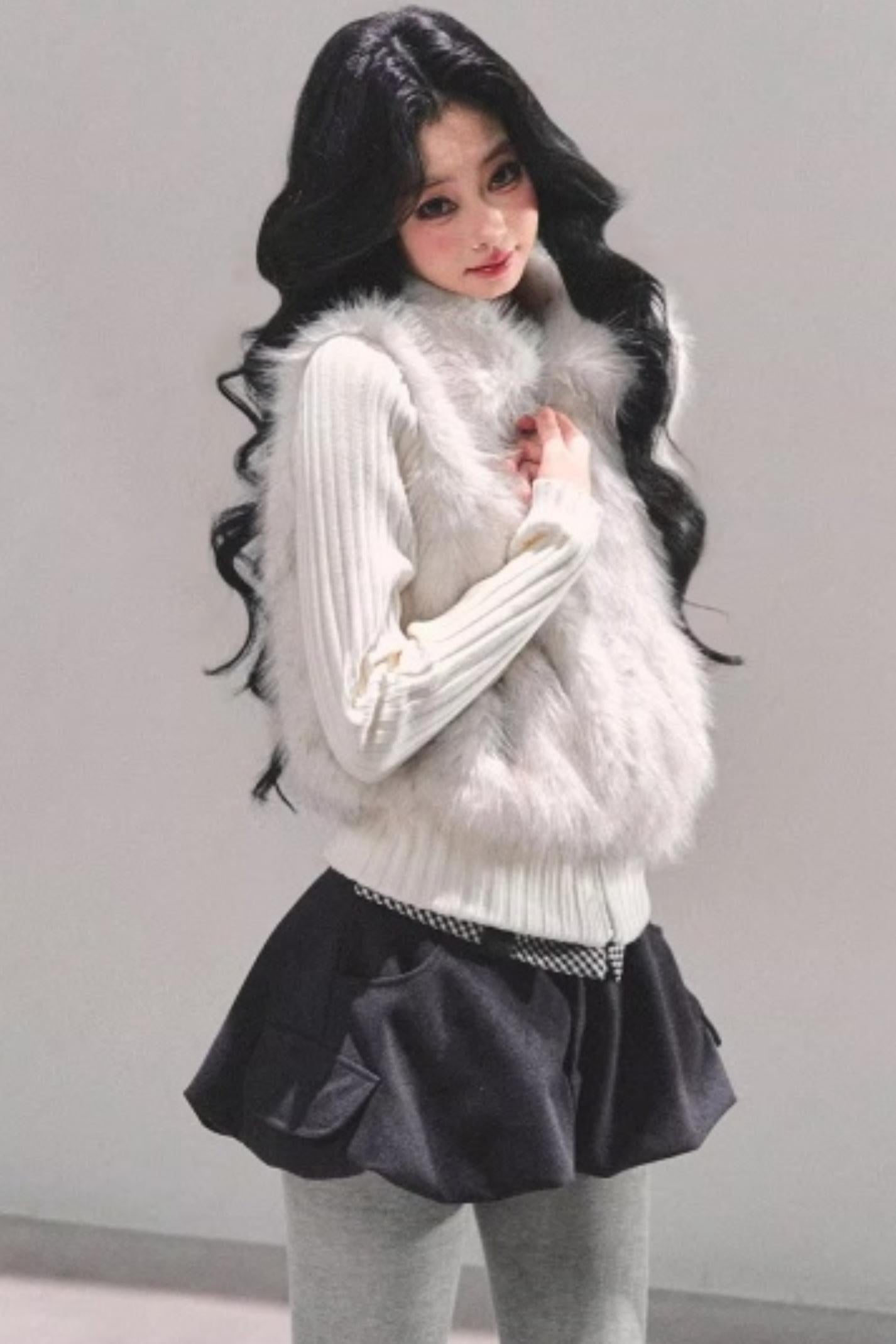 Soft Landing Fur Knit Jacket