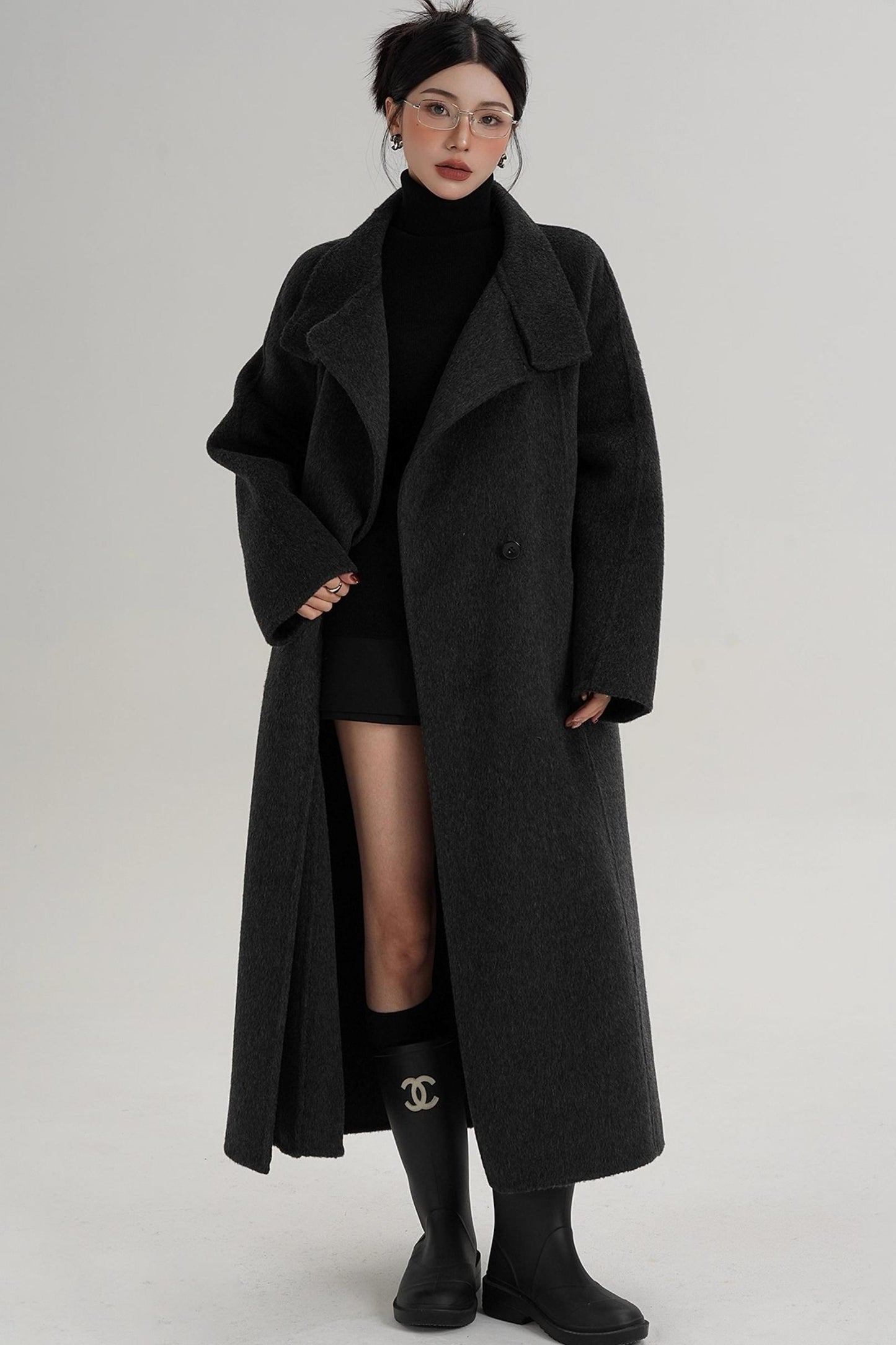 Turtleneck Long Wool Coat