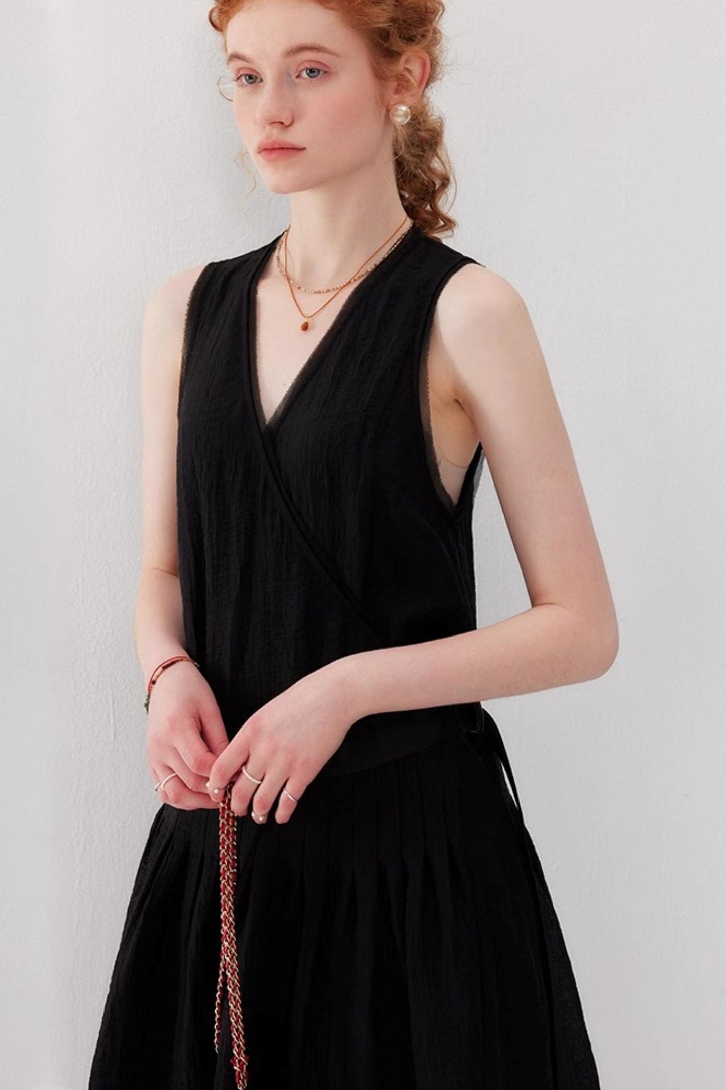 French Lace-Up Maxi Dress