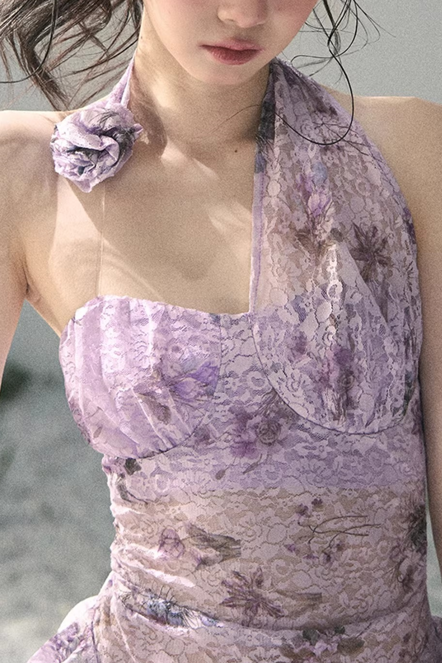 자주색 바우히니아 리본 탑