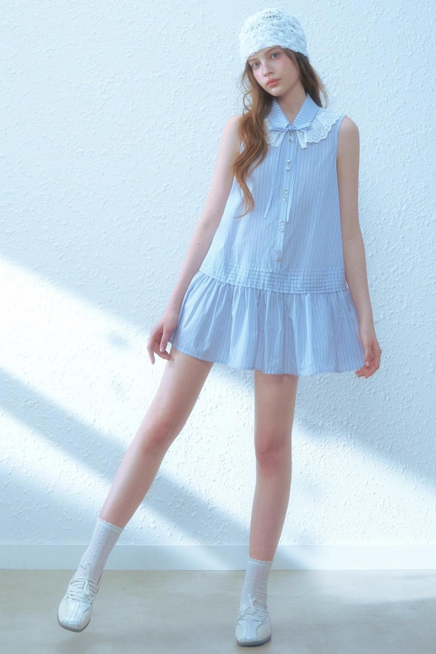 Blue Striped Sleeveless Dress