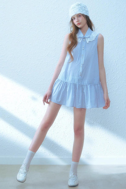 Blue Striped Sleeveless Dress