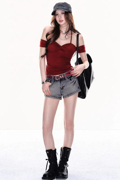 Twisted One-Shoulder Halter Top