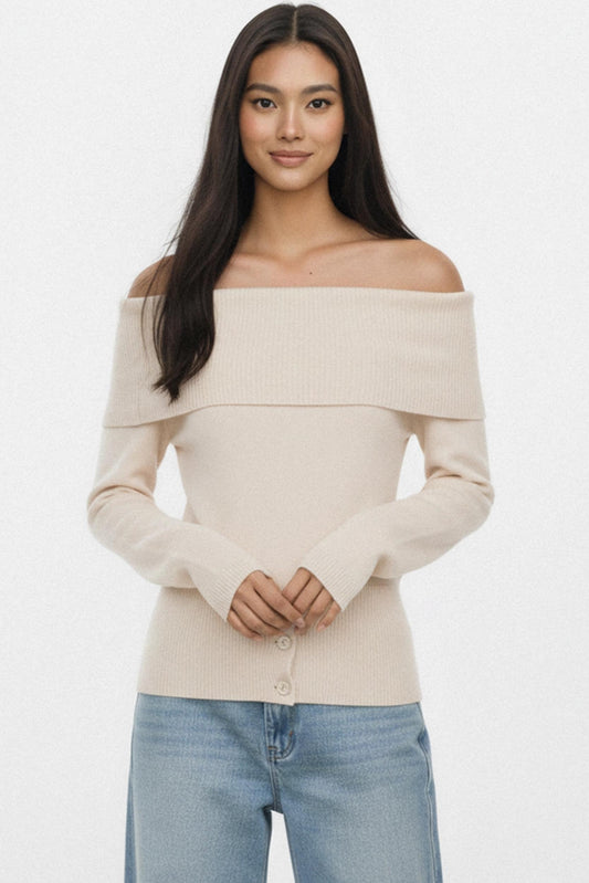Off-White One-Shoulder Sweater