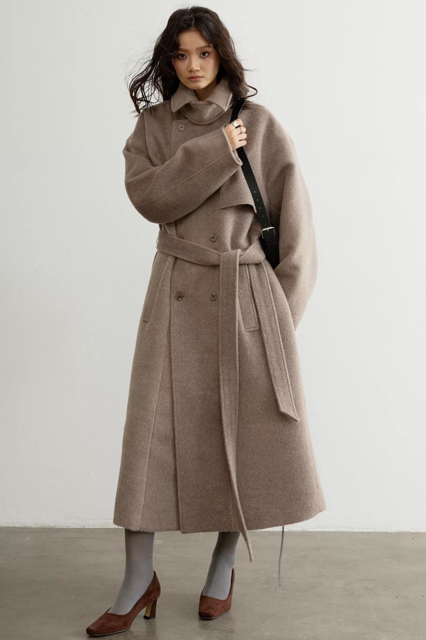Retro Oatmeal Woolen Long Coat