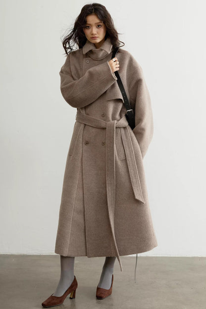 Retro Oatmeal Woolen Long Coat