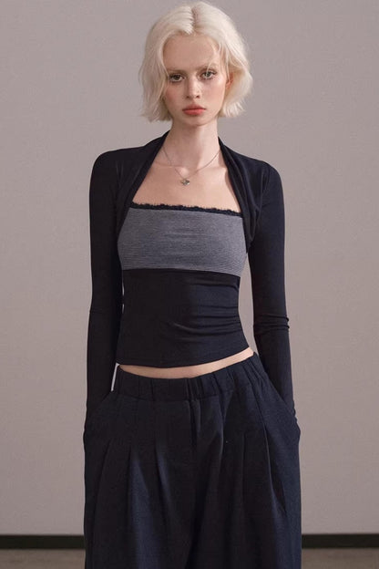 Color-Block Striped Tube Vest Top