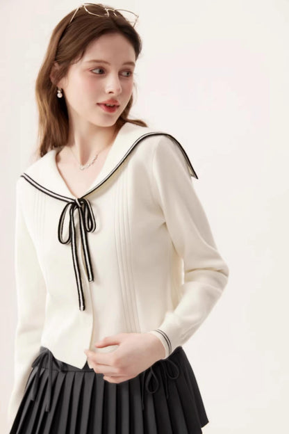 V-Neck Sailor Knit Top
