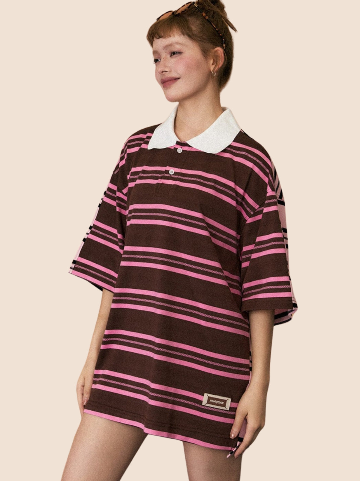 Retro Striped Contrast Polo Shirt