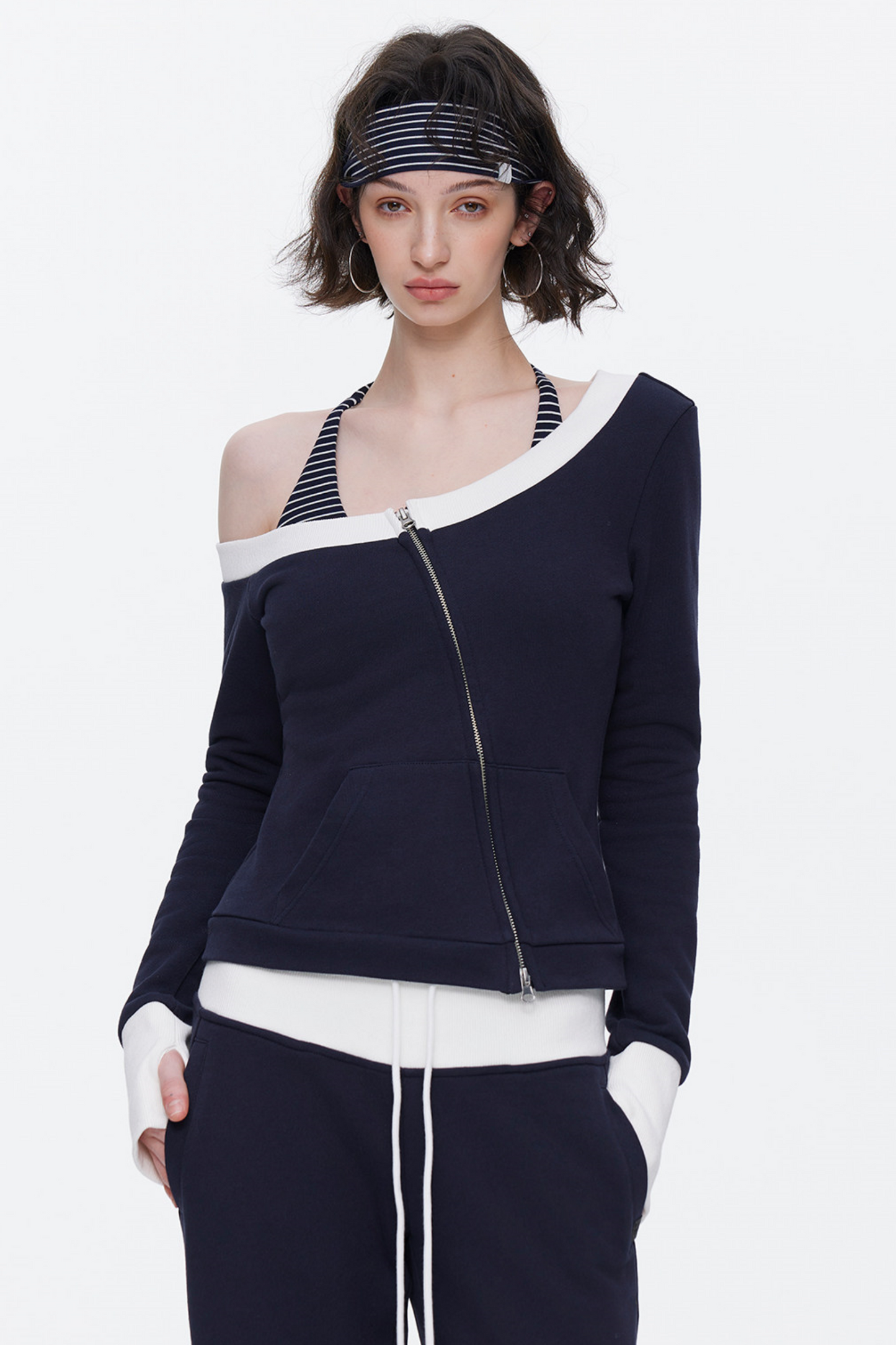 One-Shoulder Color-Blocked Top Set-Up