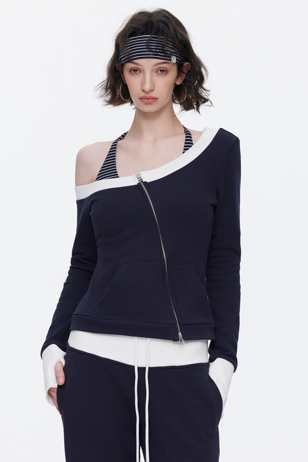 One-Shoulder Color-Blocked Top Set-Up