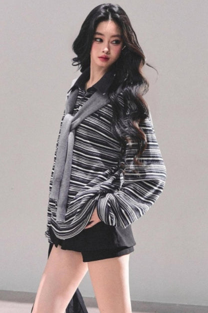 American Polo Neck Striped Top