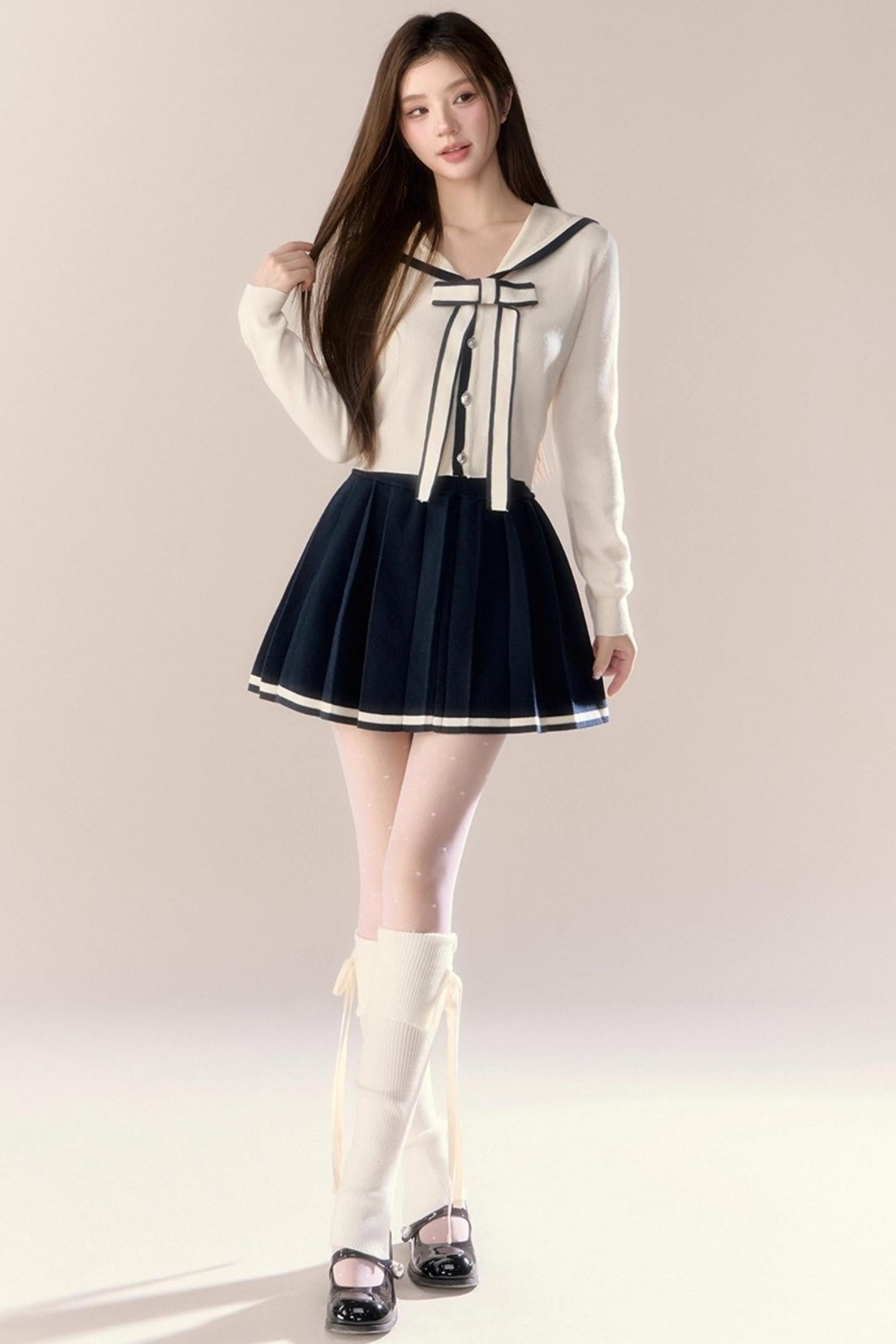 Navy Knitted Suit Set-Up