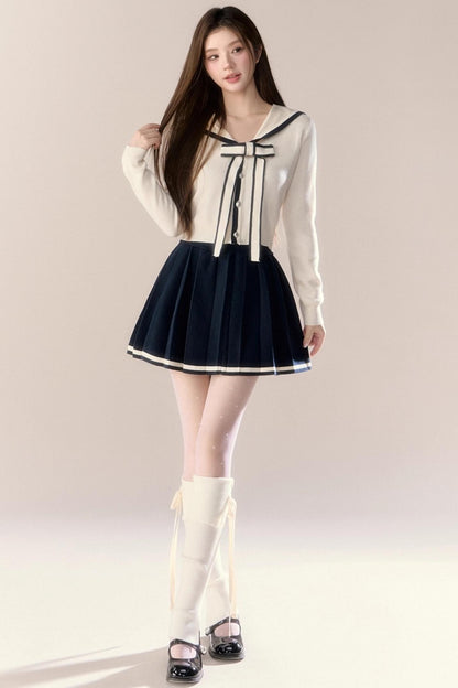 Navy Knitted Suit Set-Up