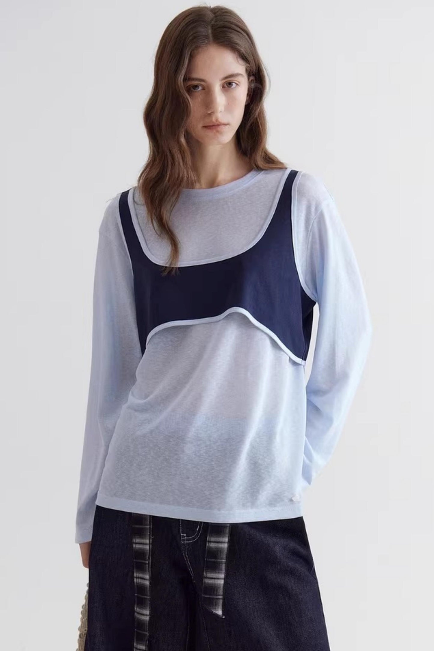 Color-Blocking Two-Piece Top
