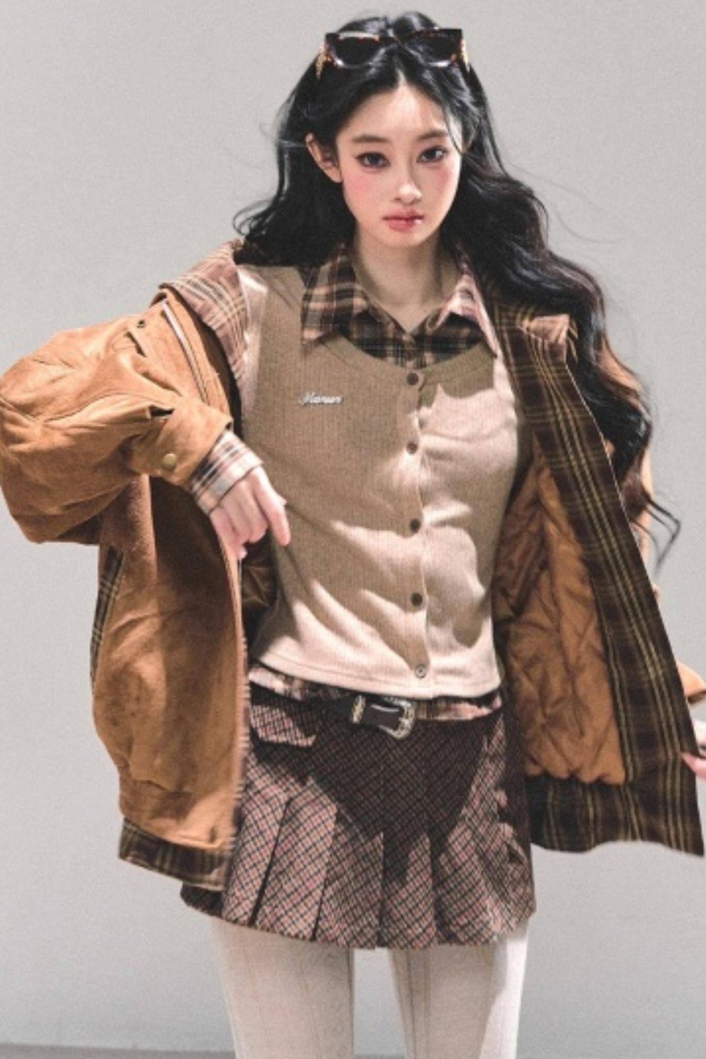 Hepburn Plaid Hooded Coat