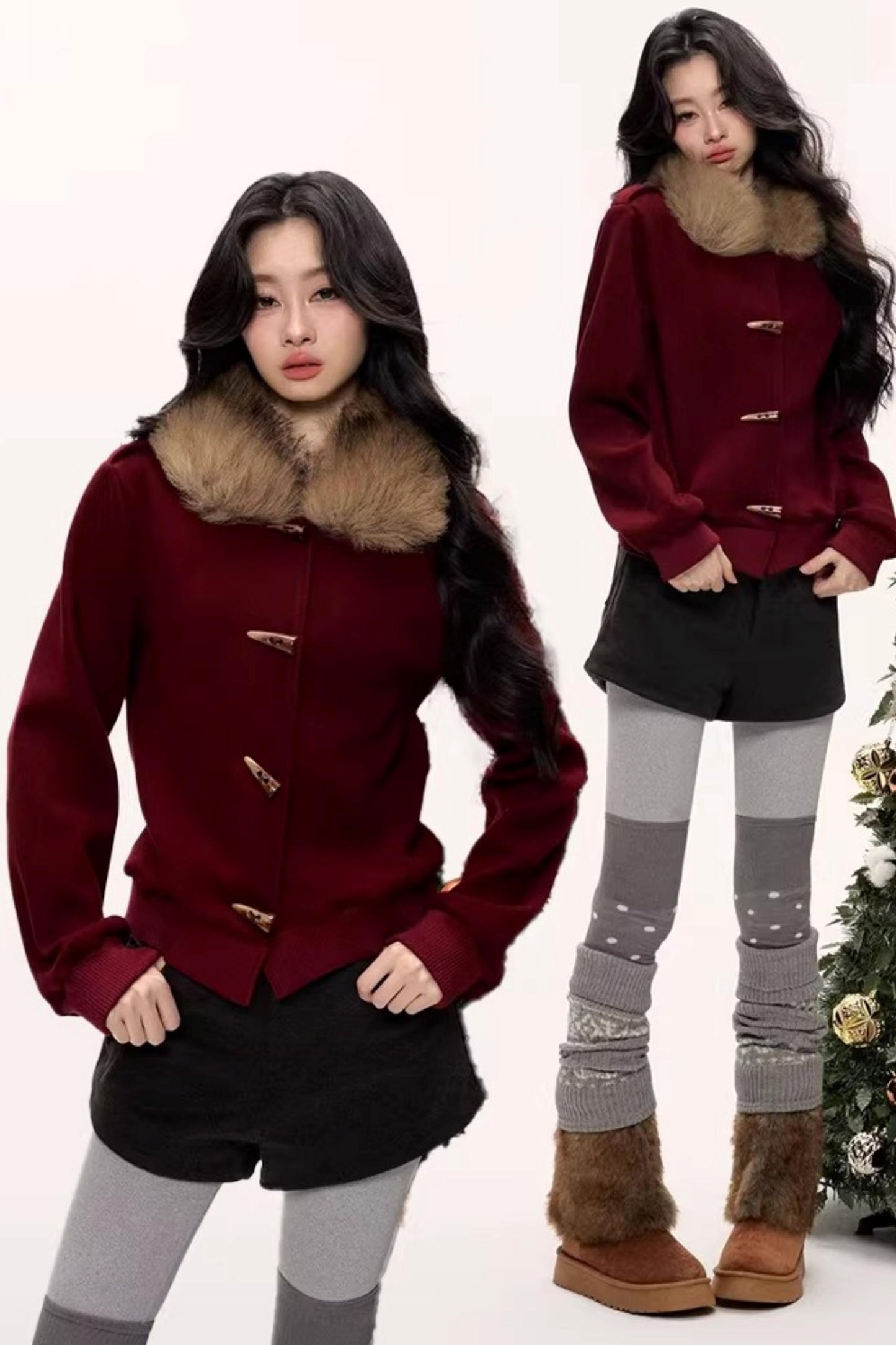 Mulled Wine Burgundy Knitted Cardigan Set-Up