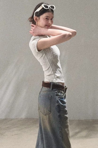 Lace Splice Short Sleeve Top