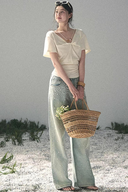 White Breaths V-Neck Top