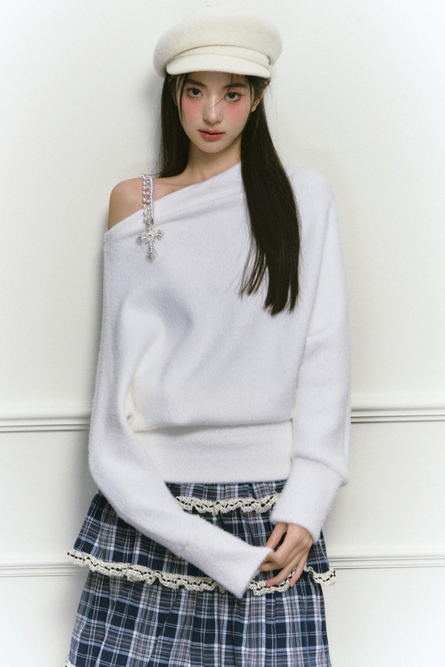 White Foaminck Slouch Sweater