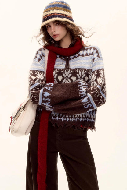 Fair Isle Knit Cardigan Set-Up