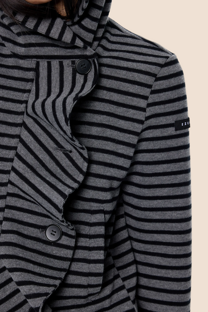 Striped Patchwork Hooded Cardigan